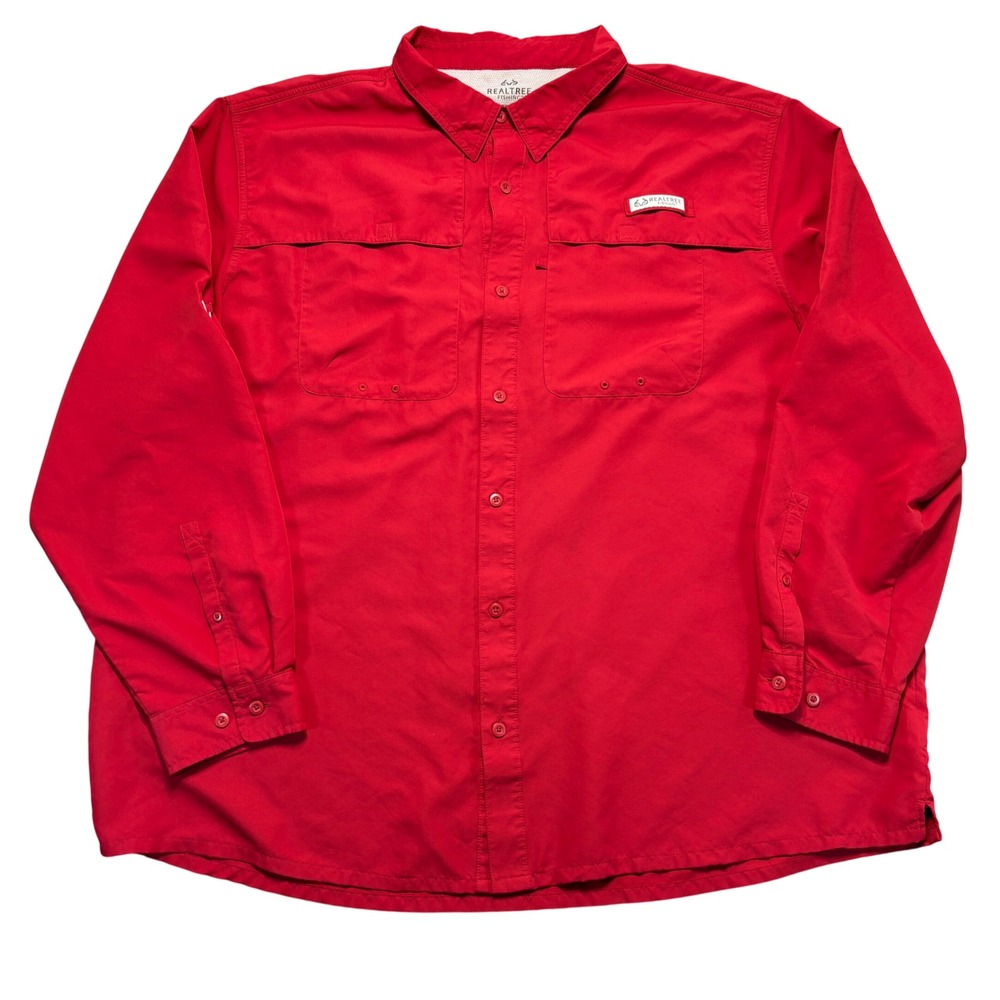 Realtree Fishing Mens 3XL Brick Red Long Sleeve Performance Shirt
